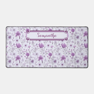 Beautiful lavender and pink floral desk mat