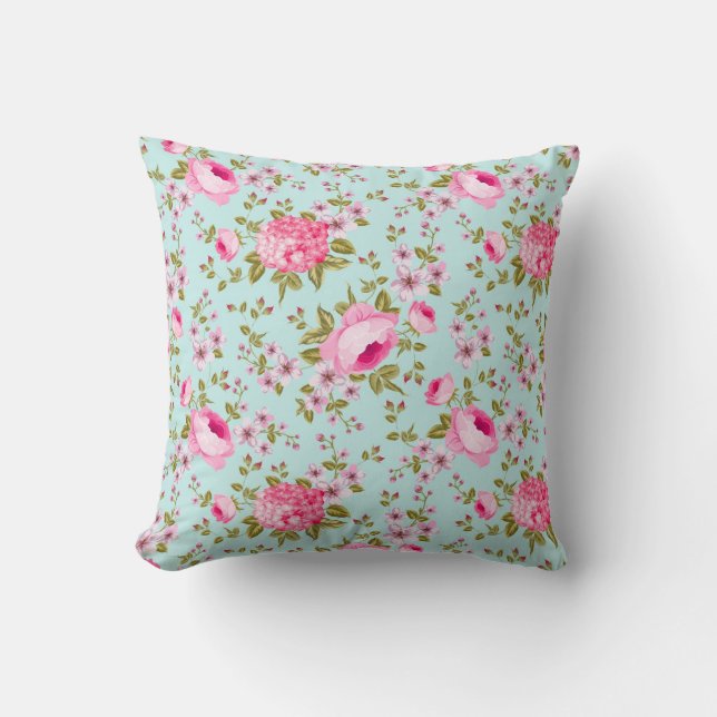 Beautiful Lavender And Pink Floral Pattern Cushion (Front)