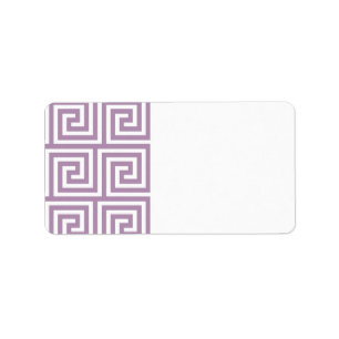 Beautiful Lavender and White Greek Key Pattern Label