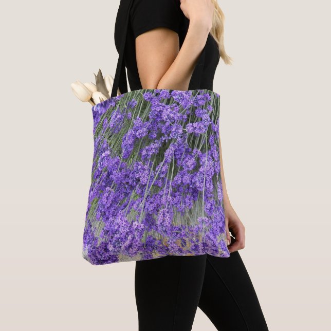 Beautiful Lavender Blooms Floral Tote Bag (Close Up)