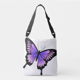 Beautiful Lavender Butterfly Cross Body Tote Bag
