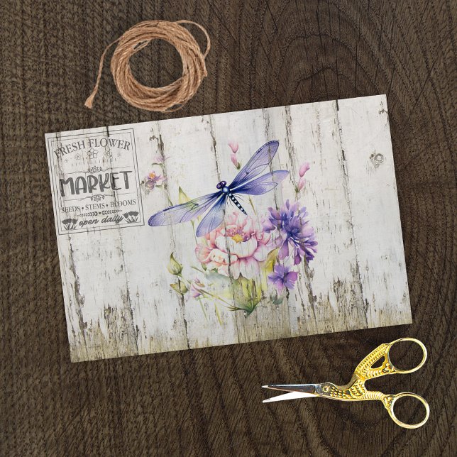 Beautiful Lavender Dragonfly Florals Tissue Paper (Creator Uploaded)