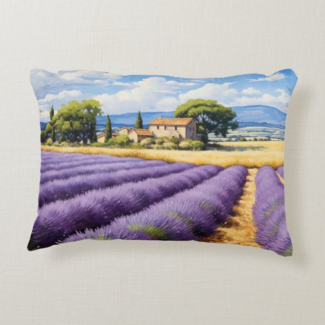 Beautiful lavender field in Provence  Decorative Cushion (Back)