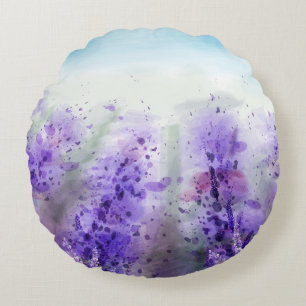 Beautiful lavender field round cushion