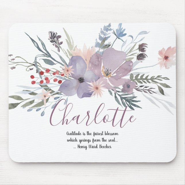 Beautiful Lavender Floral Mouse Mat (Front)