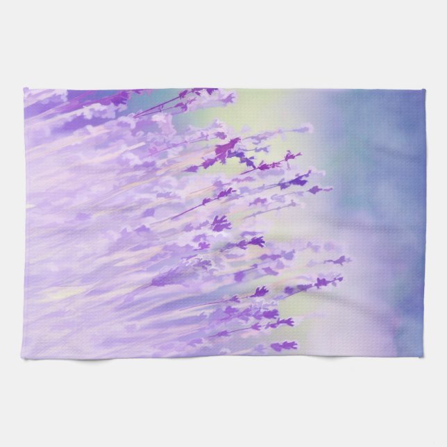 Beautiful Lavender Flower Field or meadow  Purple Tea Towel (Horizontal)