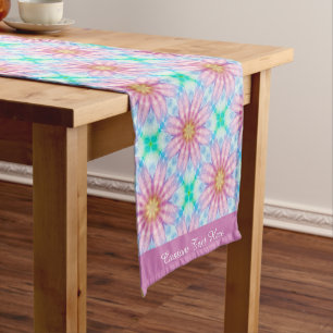 Beautiful Lavender Flowers Floral Fractal Design Short Table Runner