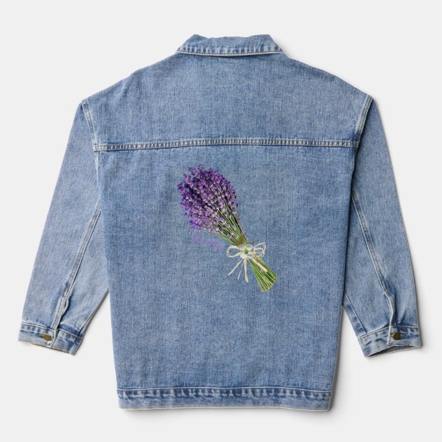 Beautiful Lavender Flowers Lavender Botanical  Denim Jacket (Back)