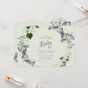 Beautiful Lavender Foliage Baby Shower Invitation