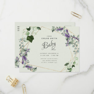 Beautiful Lavender Foliage Baby Shower Invitation Postcard