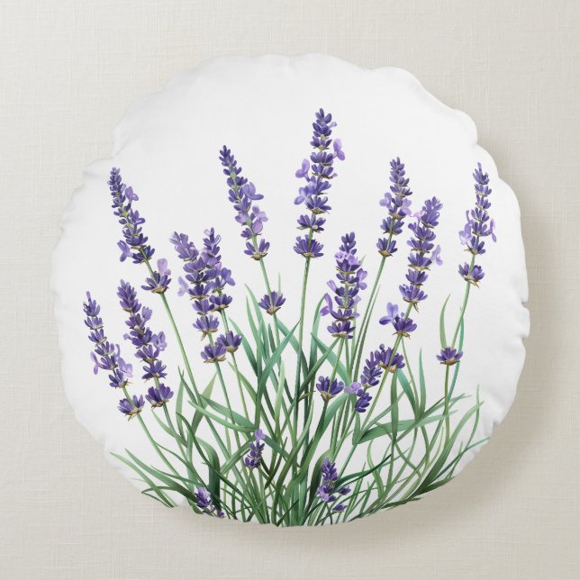 Beautiful Lavender Garden Flower Floral Round Cushion (Front)