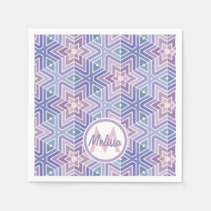 Beautiful Lavender Geometric Star Maze Pattern Napkin
