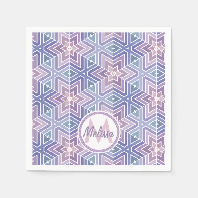 Beautiful Lavender Geometric Star Maze Pattern Napkin (Front)