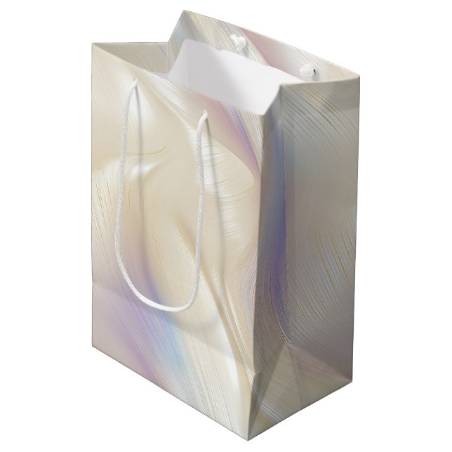 Beautiful Lavender Ivory Pearl Wedding  Medium Gift Bag (Front Angled)