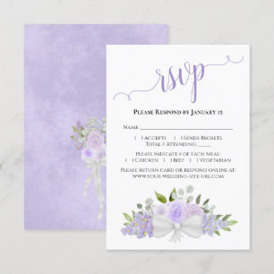 Beautiful Lavender Purple Watercolor Roses Wedding RSVP Card