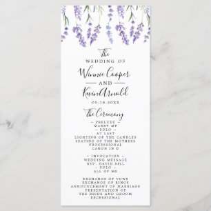 Beautiful, Lavender Wedding Programme