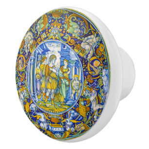 Beautiful Lavish Vintage Greek Myth Aeneas Drawer Ceramic Knob