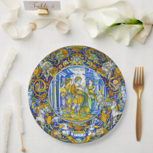 Beautiful Lavish Vintage Greek Myth Aeneas Paper Plate