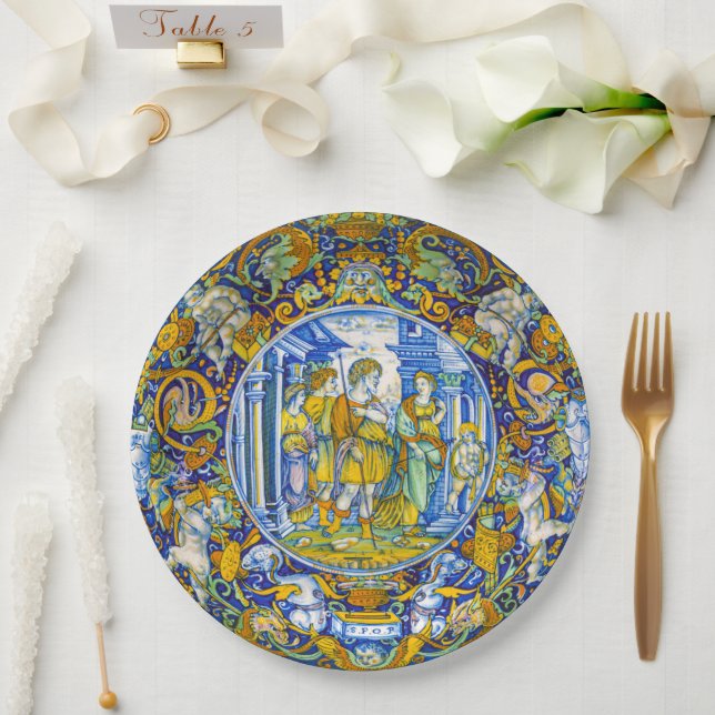 Beautiful Lavish Vintage Greek Myth Aeneas Paper Plate (Wedding)
