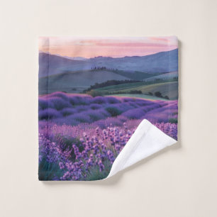 Beautiful lavnder field at sunset wash cloth