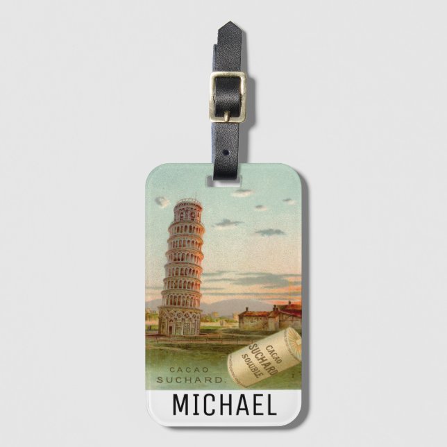 Beautiful Leaning tower of Pisa Monogram Luggage Tag (Front Vertical)