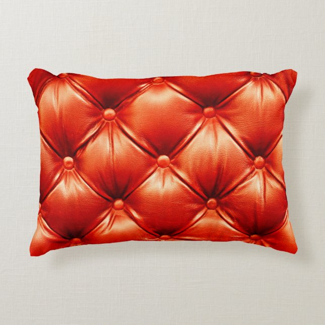 Beautiful leather upholstery sofa with buttons decorative cushion (Front)