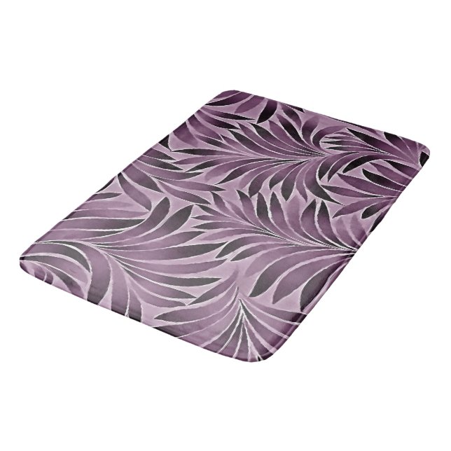 Beautiful Leaves in Aubergine Purple Bath Mat (Angled)