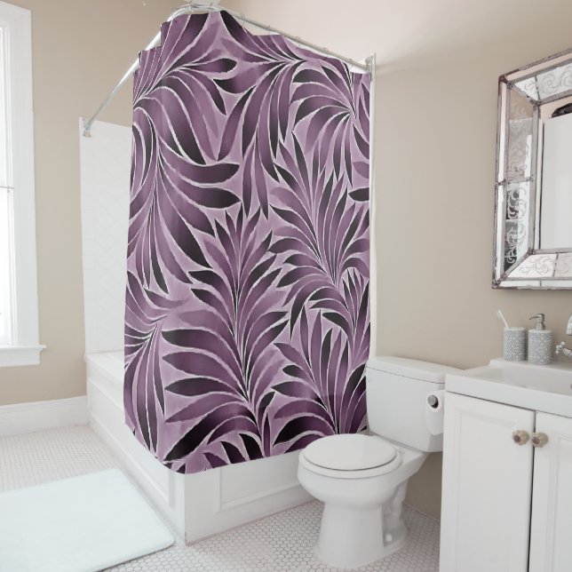 Beautiful Leaves in Aubergine Purple Shower Curtain (In Situ)
