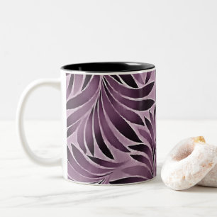 Beautiful Leaves in Aubergine Purple Two-Tone Coffee Mug