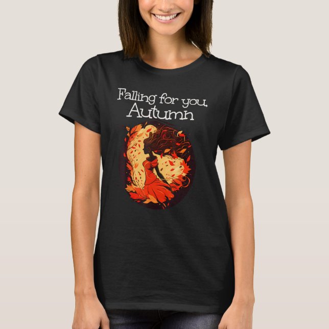 Beautiful Leaves Lady falling for Autumn T-Shirt (Front)