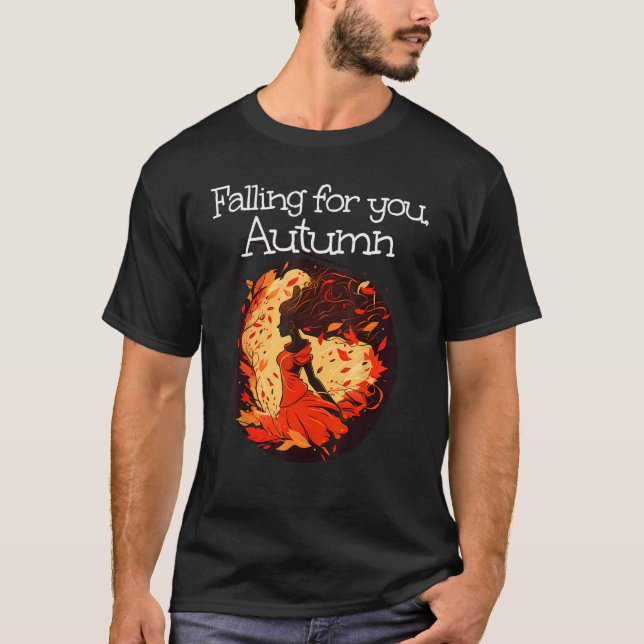 Beautiful Leaves Lady falling for Autumn T-Shirt (Front)