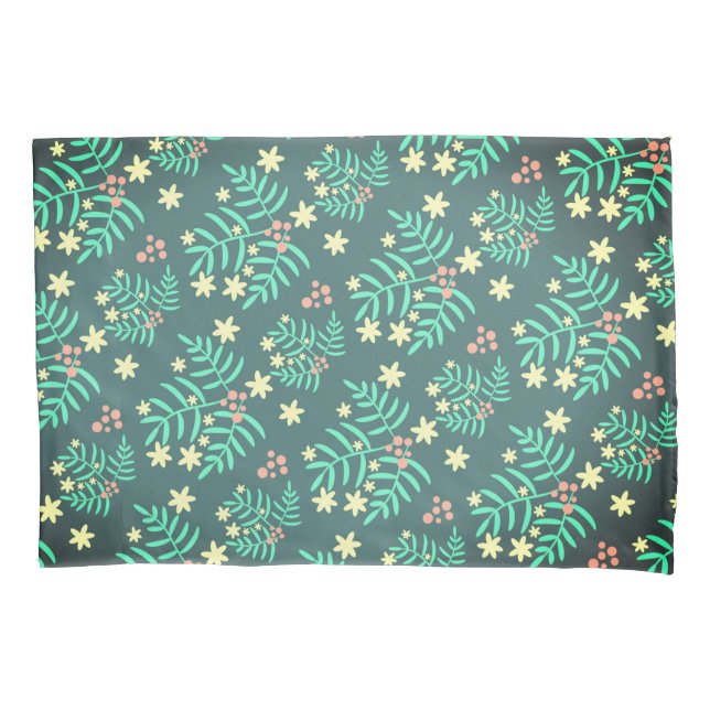 Beautiful Leaves Pattern Green Pillowcase (Front)