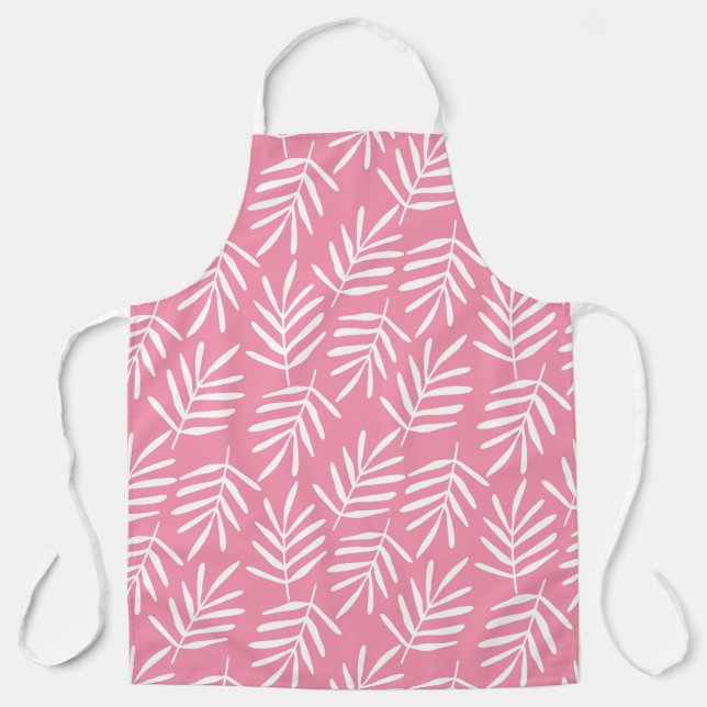 Beautiful Leaves White Pattern  Apron (Front)