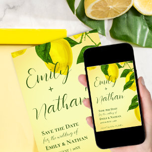 Beautiful Lemon Cute Bright Yellow Citrus Wedding  Save The Date