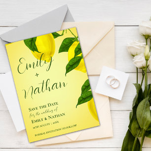 Beautiful Lemon Cute Bright Yellow Citrus Wedding Save The Date