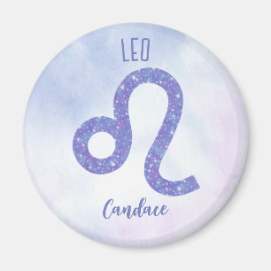 Beautiful Leo Astrology Sign Personalised Purple Magnet