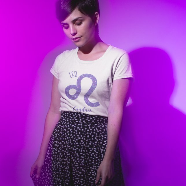 Beautiful Leo Astrology Sign Personalised Purple T-Shirt (Creator Uploaded)