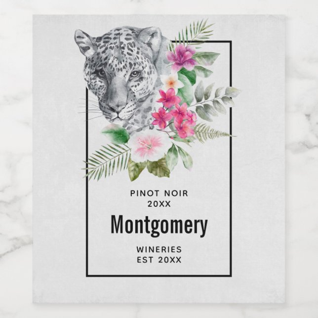 Beautiful Leopard Head in Watercolor Wine Making Wine Label (Single Label)
