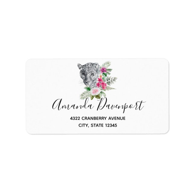 Beautiful Leopard Head Portrait in Watercolor Label (Front)