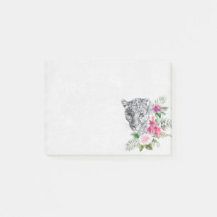 Beautiful Leopard Head Portrait in Watercolor Post-it Notes