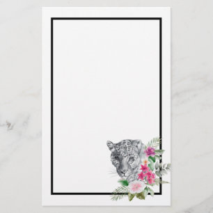 Beautiful Leopard Head Portrait in Watercolor Stationery