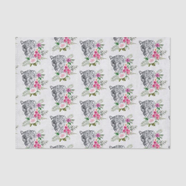 Beautiful Leopard Head Portrait Pattern Tissue Paper (Front)