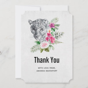 Beautiful Leopard Portrait Watercolor Thank You Card