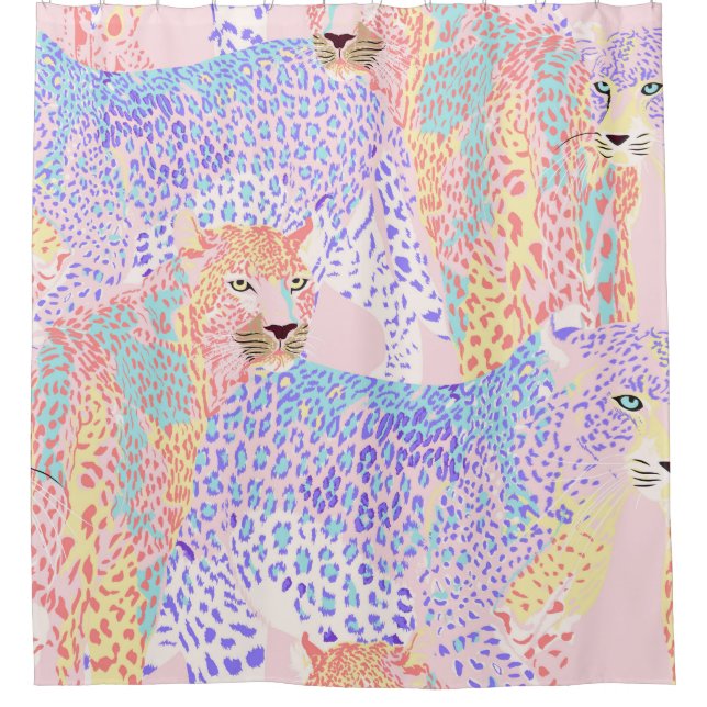Beautiful Leopard Seamless Pattern illustration Ar Shower Curtain (Front)
