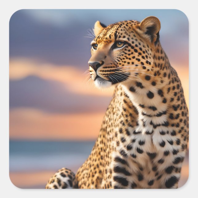 Beautiful Leopard Square Sticker (Front)