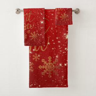Beautiful Let it Snow On Sparkly Christmas Pattern Bath Towel Set