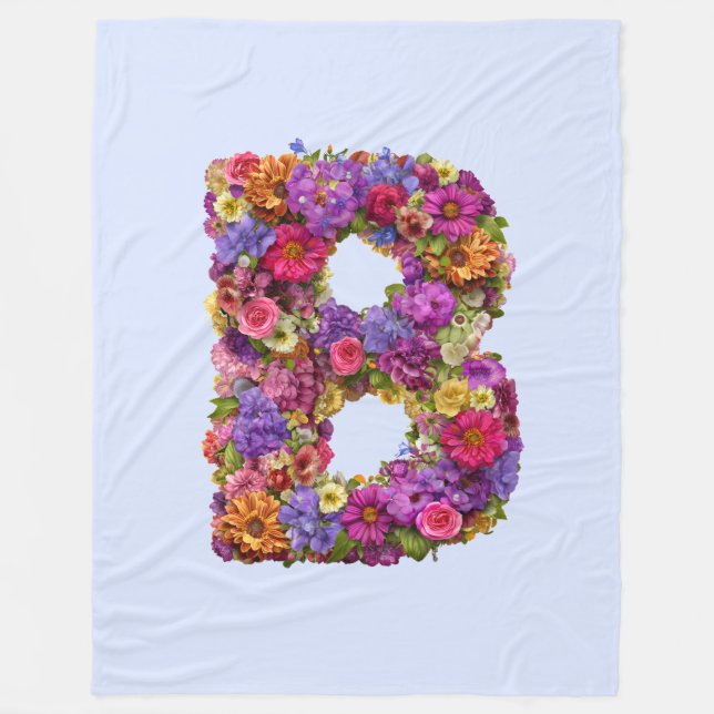 Beautiful Letter B Floral Monogram Blanket (Front)