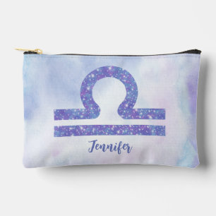 Beautiful Libra Astrology Sign Personalised Purple Accessory Pouch