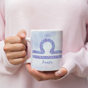 Beautiful Libra Astrology Sign Personalised Purple Coffee Mug