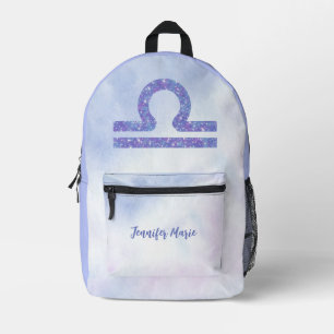 Beautiful Libra Astrology Sign Personalised Purple Printed Backpack